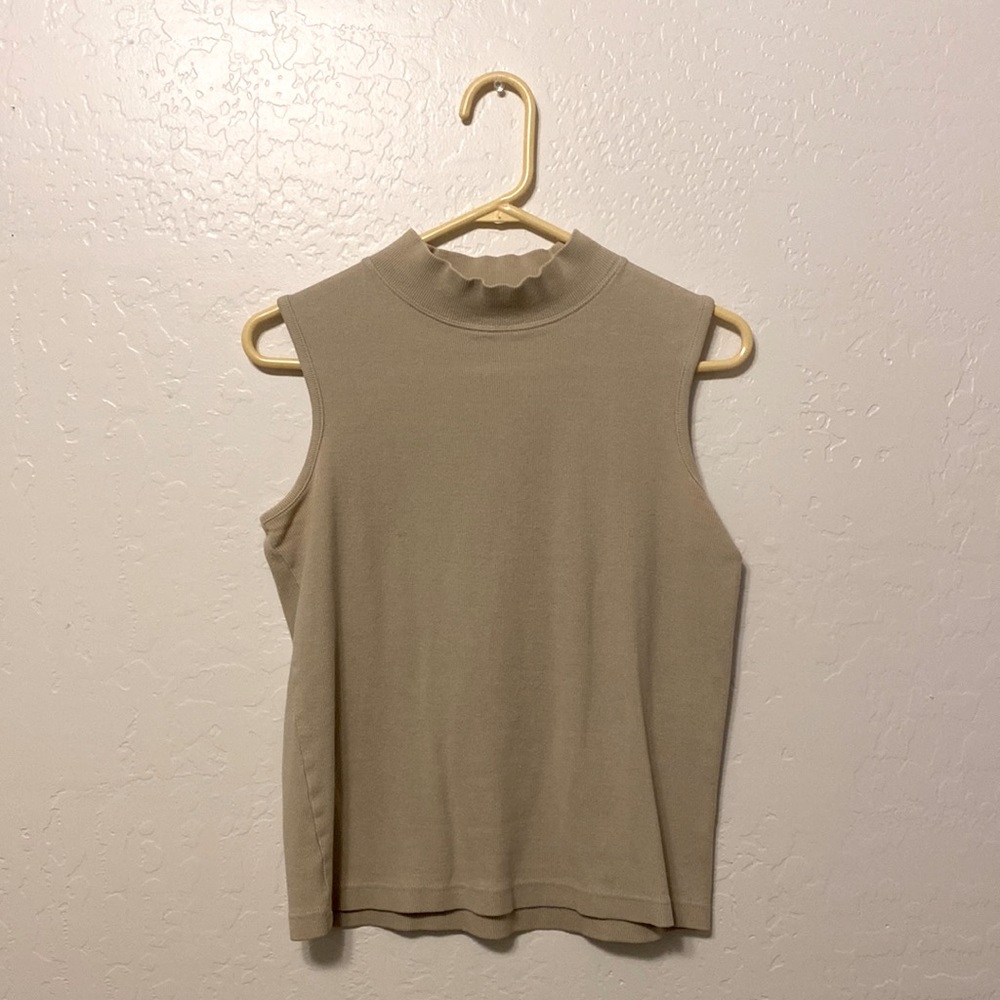 Beige Turtleneck Tank Top